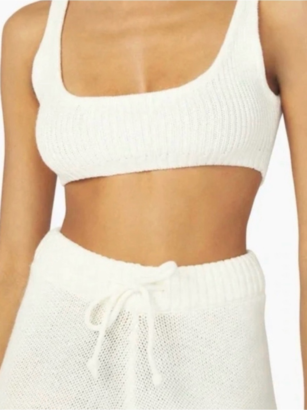 WeWoreWhat Scoop Pull On Bra Top Chunky Cozy Stitch Ivory Size Small